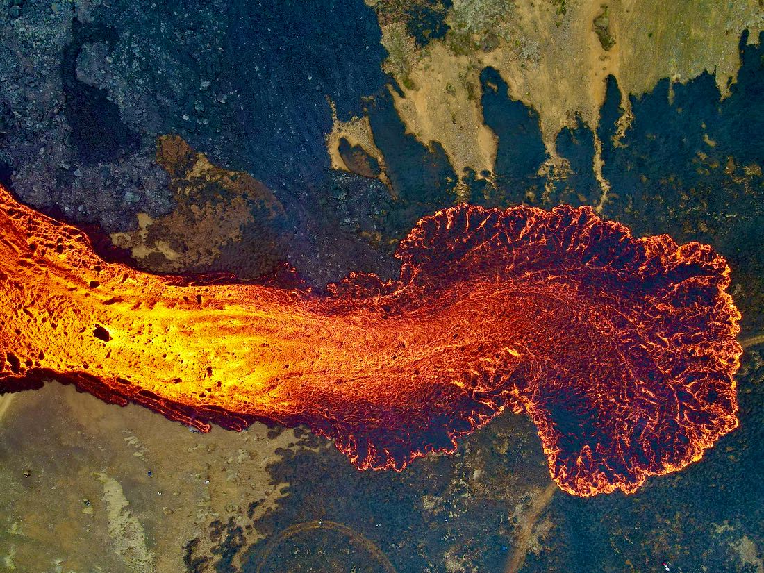 Ein Lavastrom am Lilti Hrutur Vulkan in Island