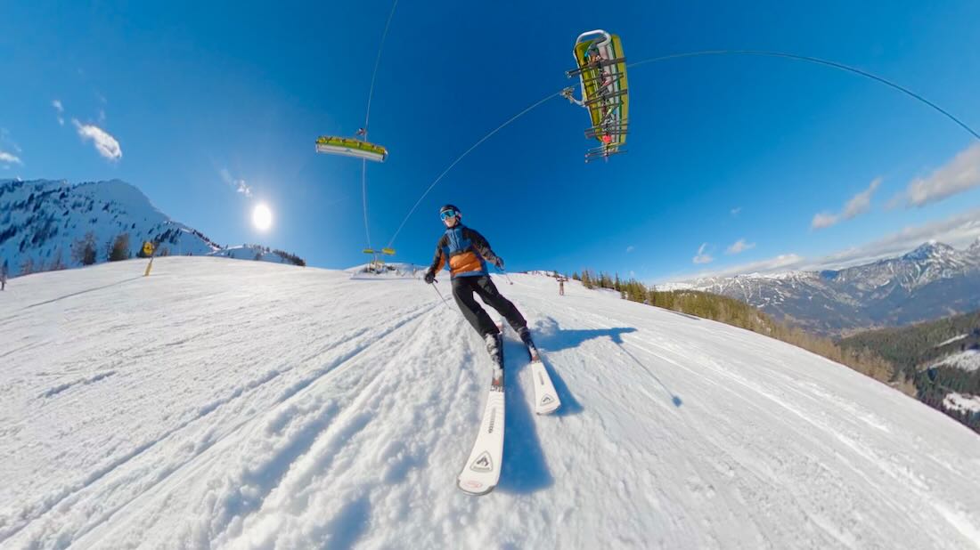 Flo bei der Abfahrt auf der 4-Berge Skischaukel in Schladming