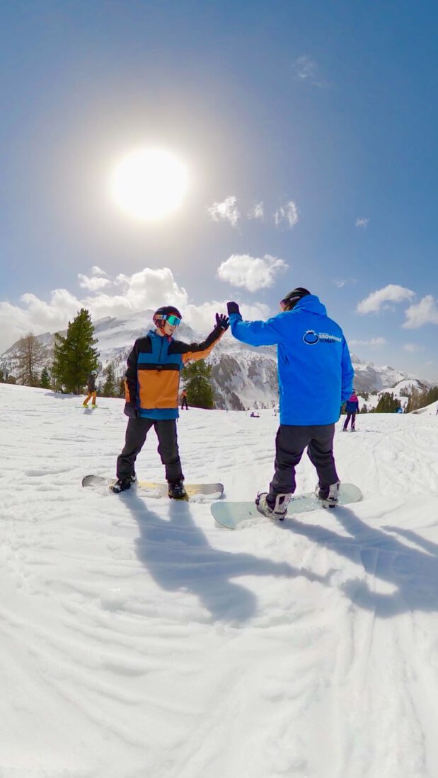 Flo mit Snowboardlehrer in Obertauern