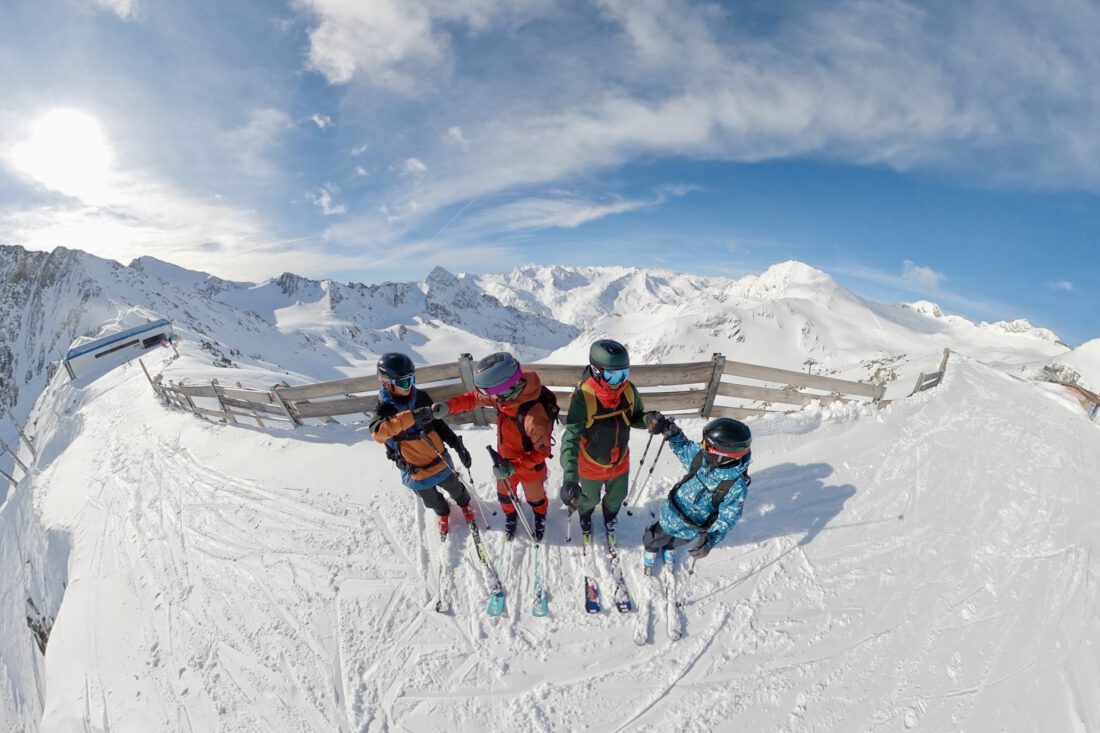 Fravely auf dem Stubaier Gletscher im Winter 2024 zum Skifahren und Eiklettern