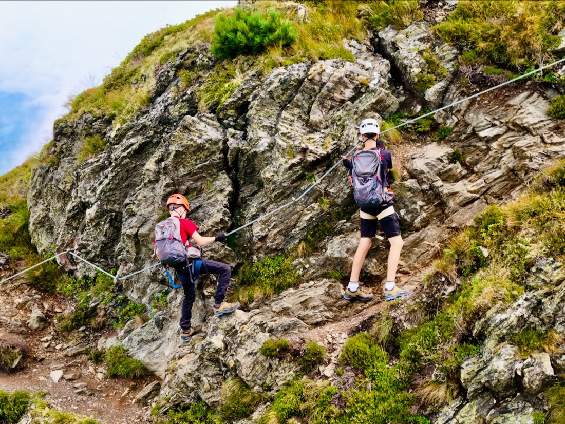 Ben und Flo am Klettersteig Spieljoch mit Mammut Skywalker Pro
