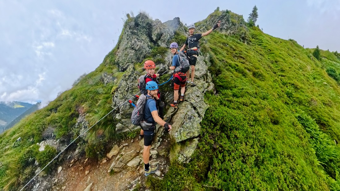 Fravely auf dem Klettersteig Spieljoch