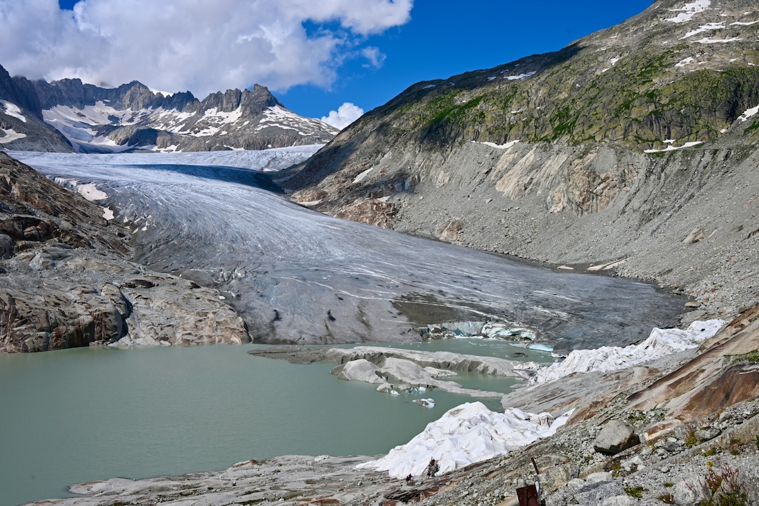 Das Ende vom Rhonegletscher in der Schweiz