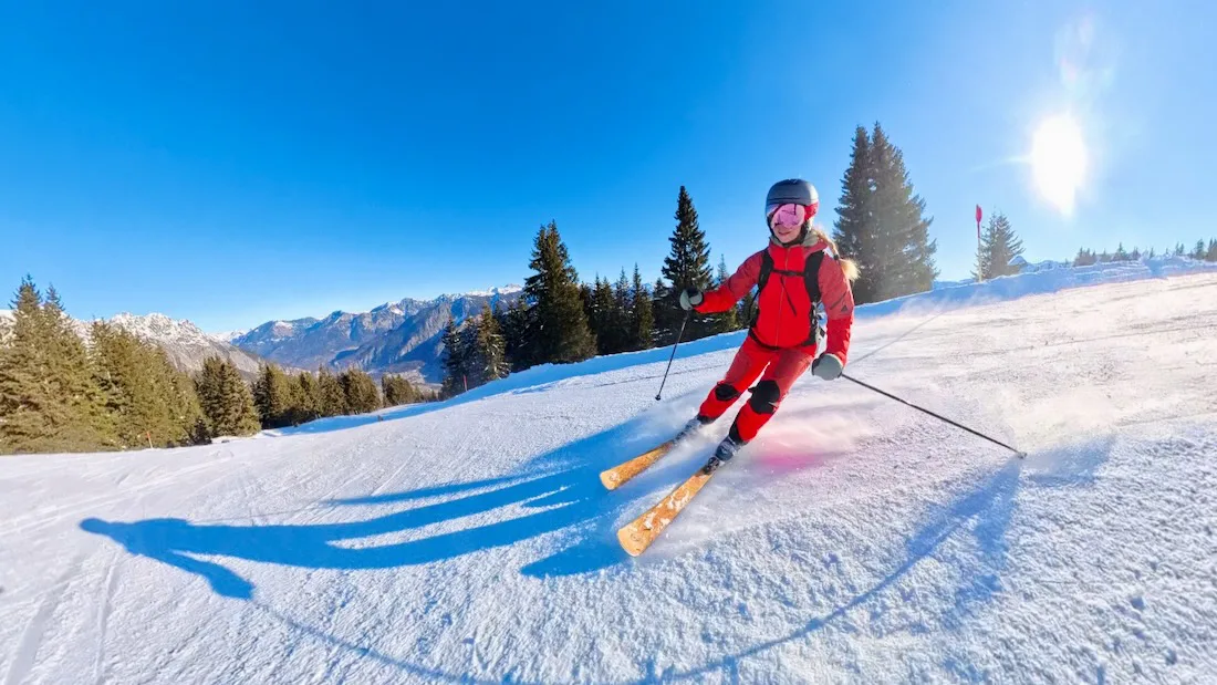 Melanie auf der Skipiste am Erlebnisberg Golm