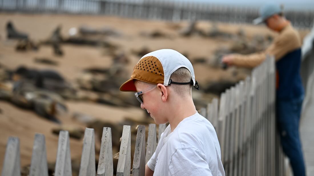 Flo und Ben gucken Robben an bei Cape Cross