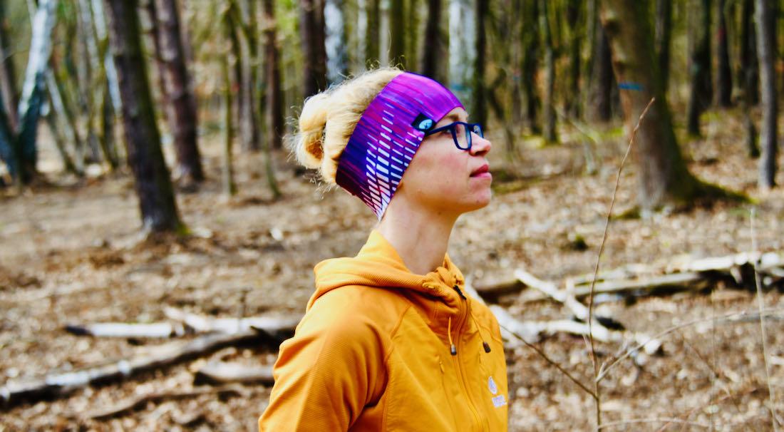Höhenrausch Alpine Wear Stirnband letters grey lila pink