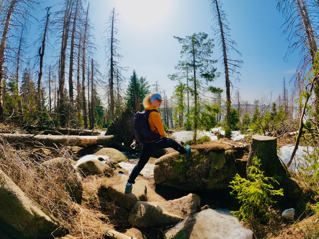 Melanie am Klettern im Harz