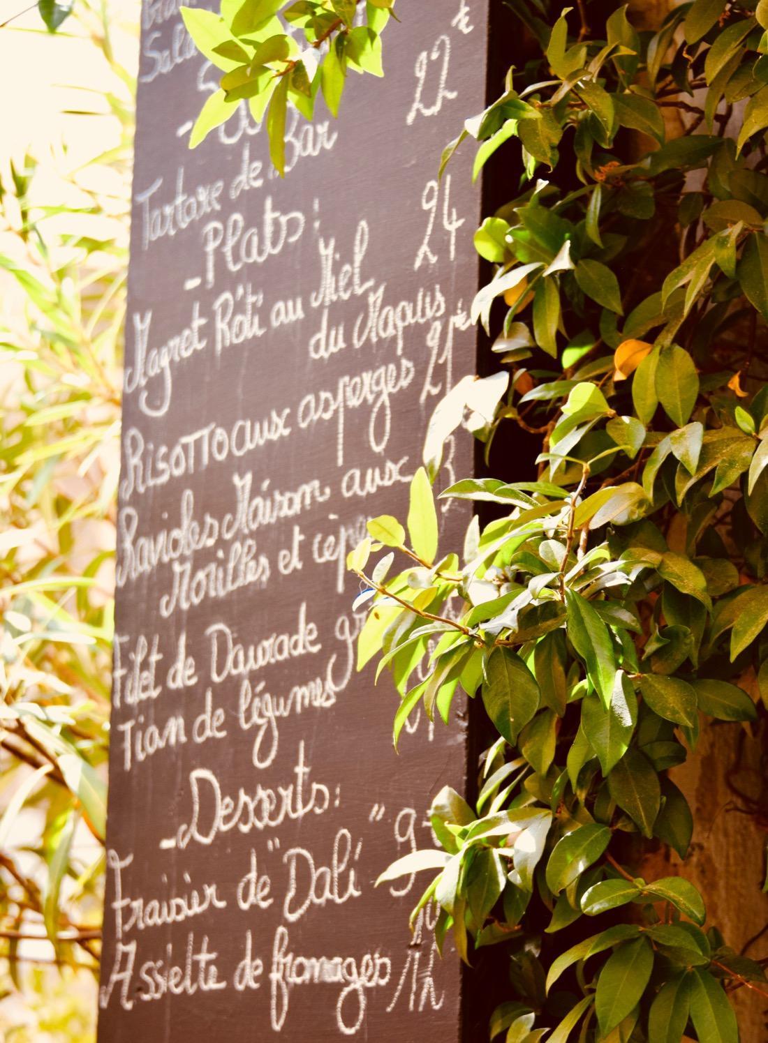 Menükarte in Bonifacio